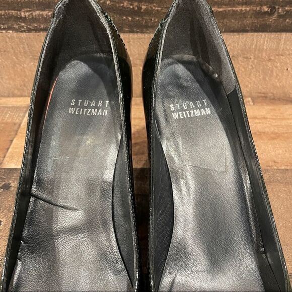 Stuart Weitzman Chesterfield Dark Green Patent Leather Heels With Bows Size 6 - Picture 6 of 11